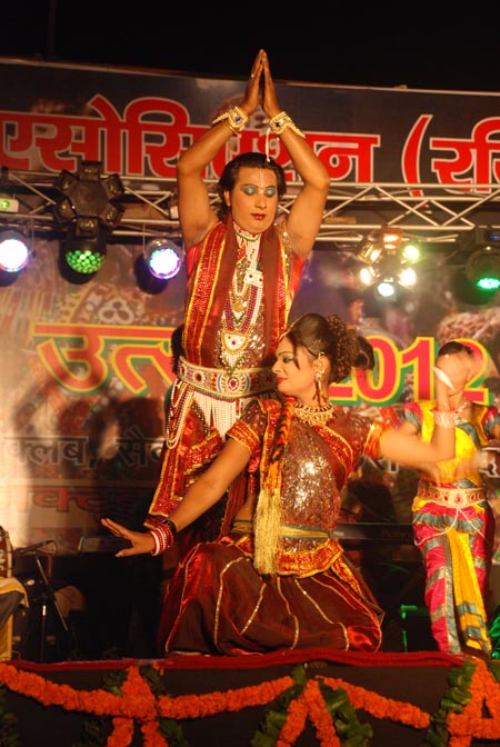 Dancers on stage at a Rajasthan Association cultural evening